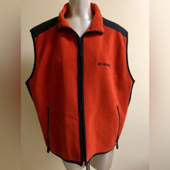 American Eagle Outfitters AE Performance XL Vest Fleece Full Zip Rust Orange - Picture 1 of 8
